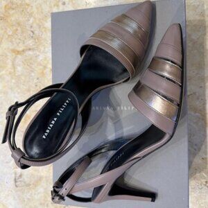 Fabiana Filippi Striped Pointed Toe Ankle Strap Sandals